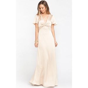 Show Me Your Mumu Rome Twist Gown Champagne Luxe Satin